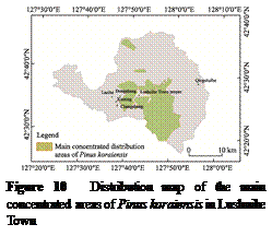 文本框:  

Figure 10  Distribution map of the main concentrated areas of Pinus koraiensis in Lushuihe Town

